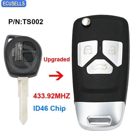 Upgraded Folding Flip Remote Key ASK 433.92MHz ID46 Chip for Suzuki Swift SX4 from 2008 Euro Vauxhall Agila b 2008 P/N: TS002