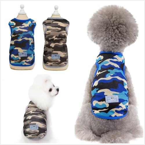 Dog Clothes,Spring and Summer Fashion Pet Sun Protection Vest Clothes,Cool Breathable Cat Dog Clothing Camouflage Mesh Waistcoat