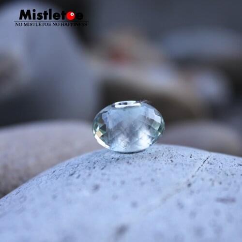 Mistletoe 925 Sterling Silver Faceted Fine Natural Green Amethys Stone Bead Jewelry