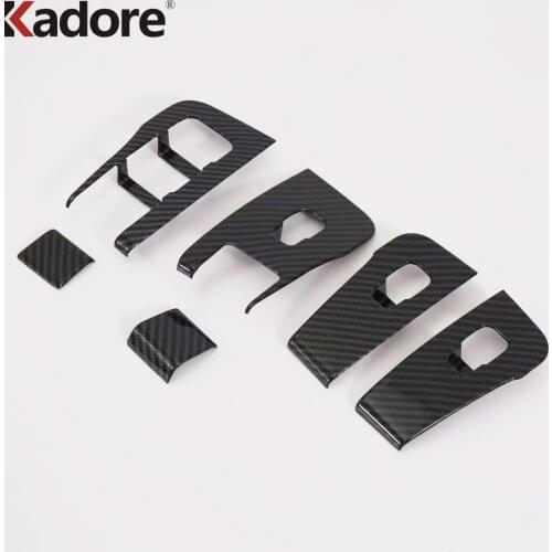 For Tesla Model 3 2018 2019 2020 2021 Carbon Fiber Window Lift Switch Panel Cover Trim Car Interior Accessories 6pcs LHD