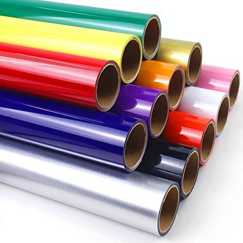 PU HTV Heat Transfer Vinyl for T-Shirt, Bags, Hats, Pillows, 12 Colors Compatible with Silhouette Cameo