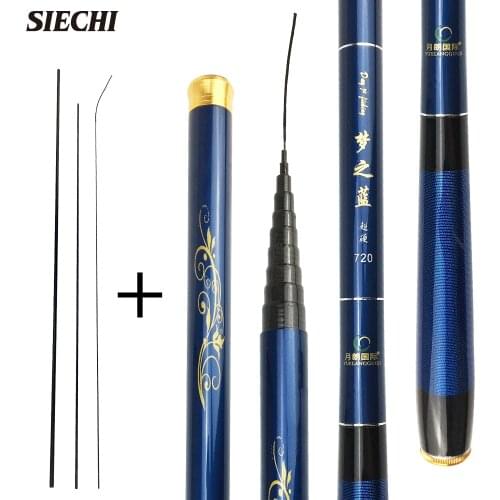 SIECHI 3.6-7.2m Carbon Fiber Telescopic Fishing Rods Ultra Light Stream Hand Pole with Spare Front 3 Section Carp vara de pesca