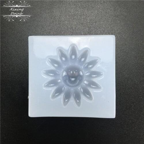DIY cartoon smiling face sun shape silicone mold chocolate fudge cake decoration tool crystal drop glue making tool resin mold