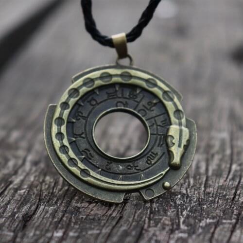 Norse Men Women Oldest Mythology Symbol Ouroboros Infinity Snake Bronze Pendant Necklace Rune Amulet Jewelry