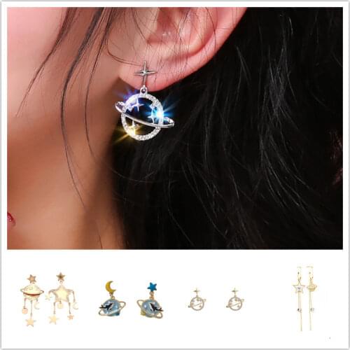 Timlee E228 Free Shipping,New Simple Cute Planet Earth Geometry Alloy Dangle Earrings,Fashion Jewelry Wholesale