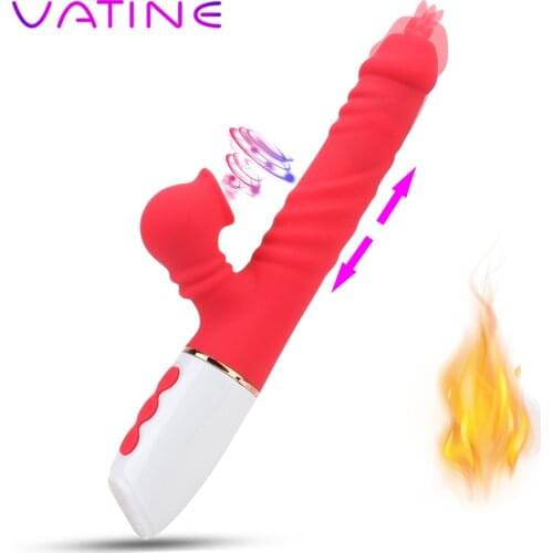 VATINE G-spot Vagina Dildos Tongue Licking Vibrator Sex Toys for Women Telescopic Vibrator Heatable Sucking Clitoral Stimulator