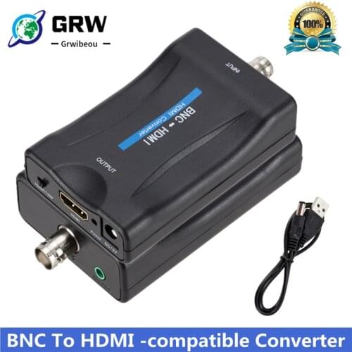 GRWIBEOU BNC To HDMI-compatible Converter Display HD 1080P/720P Video Adapter Surveillance Monitor