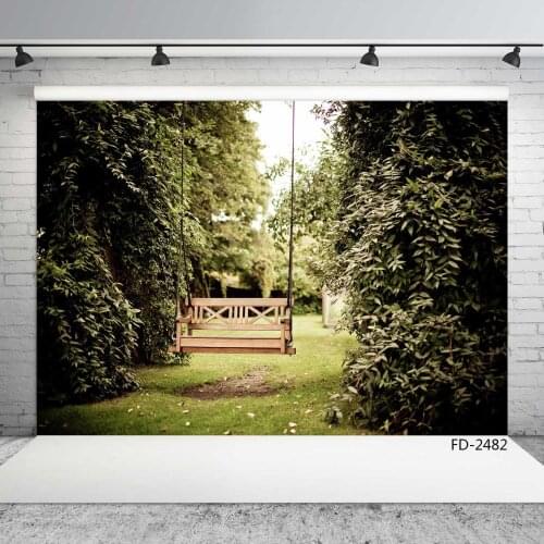 Swing Lawn Tree Photography Background Vinyl Cloth Photo Backgrounds for Baby Wedding Backdrops Photo Studio Camera Photo