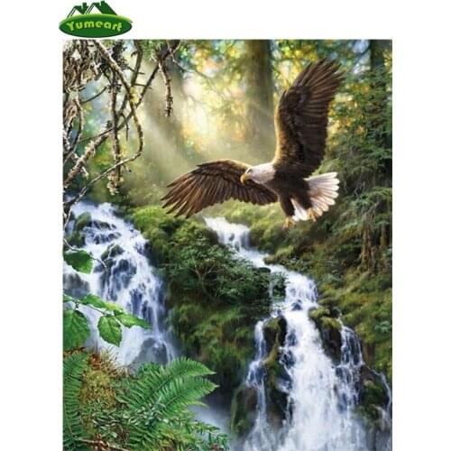 Waterfall Eagle 5D DIY Diamond Painting Rhinestones Pasting Cross Stitch Diamond Embroidery Kits Mosaic Needlework Crafts