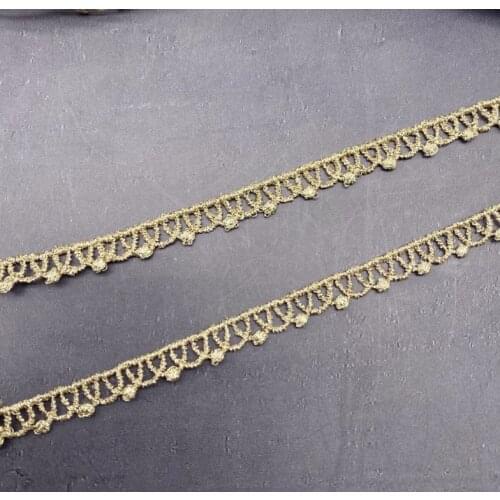 5 Meters 11mm Gold Elegant Lace Trim Applique Sewing Craft DIY Dress Bag Decoration Stage Performance Clothes Accessories