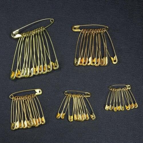 50pcs Gold Safety Pins DIY Sewing Tools Accessory Metal Needles 6mm-12mm Large Safety Pin Small Brooch DIY Apparel Accessories