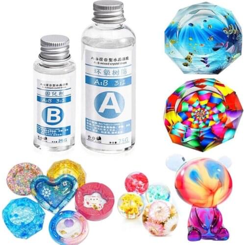 R2LE 1 Set Clear Epoxy Resin High Adhesive 3:1 Ratio AB Crystal Resin Coating Casting Transparent Resin Crafts Jewelry Making