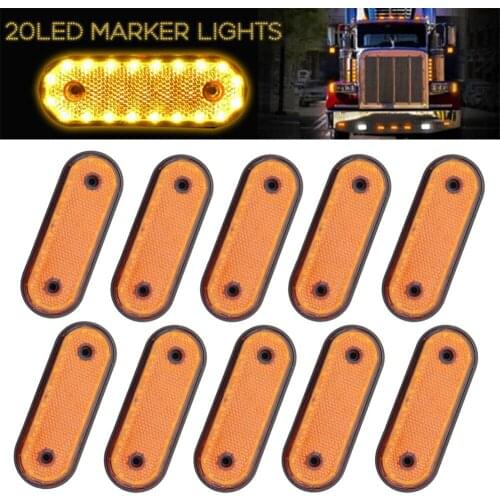 1Pcs 24V 6 LED Red White Yellow Truck Trailer Pickup Side Marker Indicators Light Car Side Decor