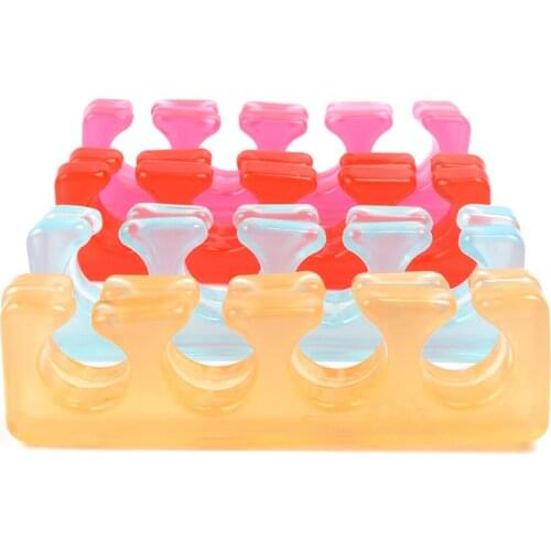 2PCS Soft Silicone Manicure Pedicure Nail Finger Separator Flexible Finger Toe Spacer Separation Straighteners Tool Color Random