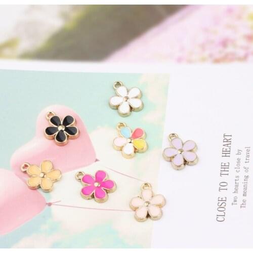 20pcs enamel flower charm jewelry accessories earring pendant bracelet necklace charms zinc alloy diy finding 13*16mm