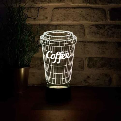 3D Coffee Cup Lamp, With 7 Different Light Color Option, 3D Coffee Cup Lamp For Coffee Lovers, home/Kitchen Decoration