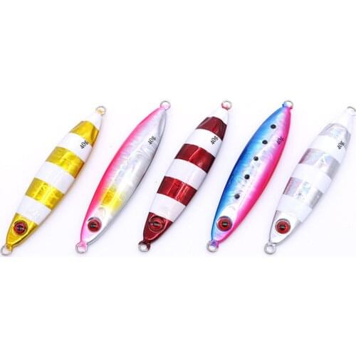 5PCS Metal Jig Shore Casting Jigging lure Shore Casting Spoon Saltwater Fishing lure Bit Artificial Bait 10/15/40/60g