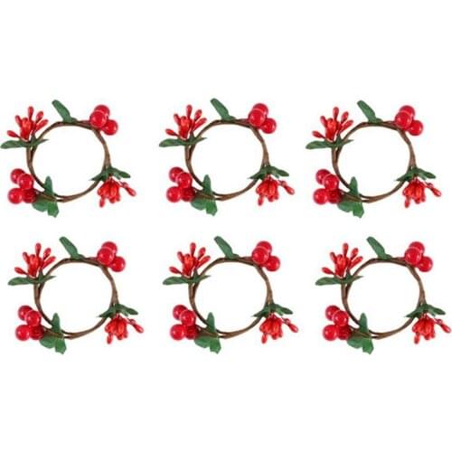 6 Pcs Red Berry Holder Napkin Ring,Table Plate Napkin Ring,Napkin Buckle Holder,DIY Red Berry Napkin Holder for Party
