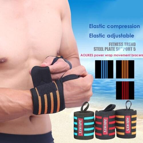 AOLIKES 1Pair Hand Safety Support Polyester Wrist Strap Weight Lifting Power lifting Bodybuilding Wrist Support A-1539