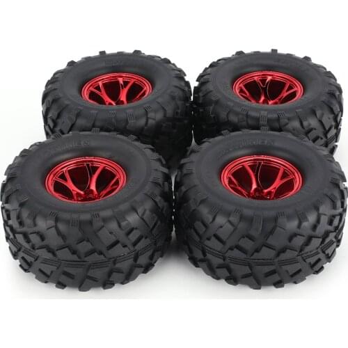 AUSTAR 4pcs AX-3004 130mm Rim Rubber Tyre Tire Wheel Plastic Hub for 1/10 RC Bigfoot Model HSP HPI Beadlock RC Model Toy Parts