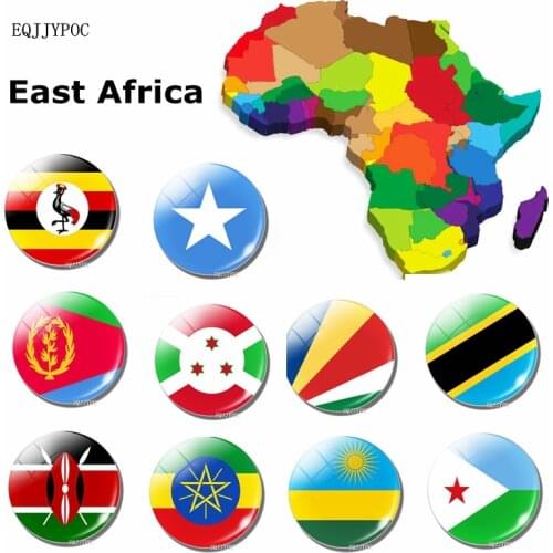 Countries Flag Ethiopia Eritrea Somalia Djibouti Kenya Tanzania Uganda Rwanda Burundi Seychelles 30mm Glass Fridge Magnets Decor