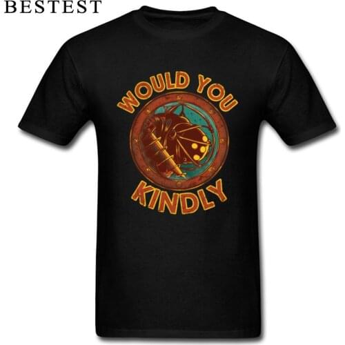Would You Kindly T Shirt For Men Steampunk Punk Style O-Neck T-shirts Retro Black Short Sleeve Fashion Cotton Printing Tops Tees