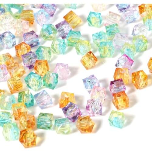 Faceted Loose Spacer Beads Multicolor Acrylic Beads Geometric DIY Making Necklace Bracelets Jewelry 8mm x 7.3mm,200PCs