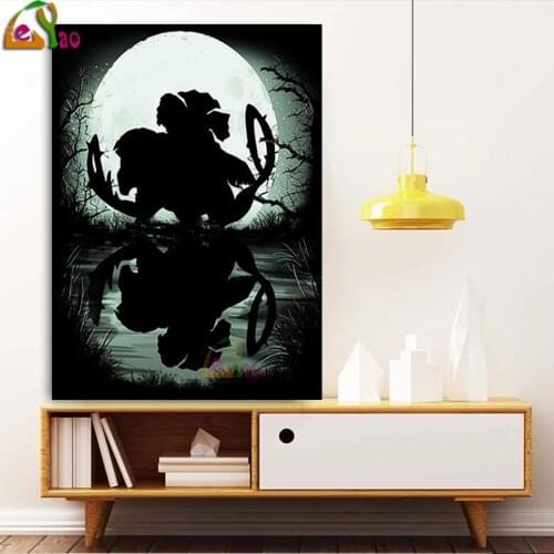 DIY Diamond Paintings Wall Art Green Moonlight Cartoon Cross Stitch Pictures 5d Embroidery Mosaic Handmade Home Decoration Gifts