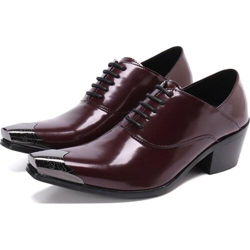 Cap-toe Classic Men Dress Shoes Wing-tip Derby Genuine Leather Big Size 38-47 High Heel Elegant Suit Business Formal Oxfords