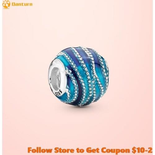Fashion 925 Sterling Silver Beads Blue Swirls Charm Mixed Enamel Charms fit Original Pandora Bracelets Women DIY Jewelry