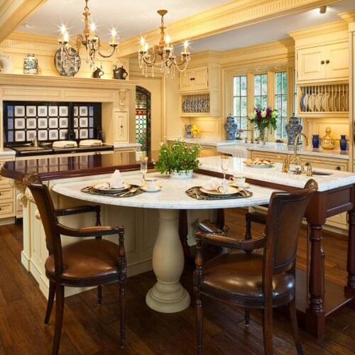 Europe Antique White Teak Modular Kitchen Cabinet Handles Classic Set Made In China