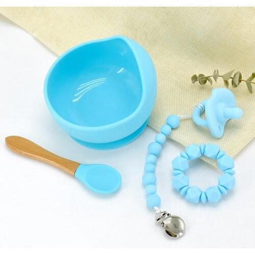 Baby Silicone Bowl Feeding Set Tableware Baby Teether Silicone Pacifier Chains Babies Accessories Newborn Nipple Baby Goods