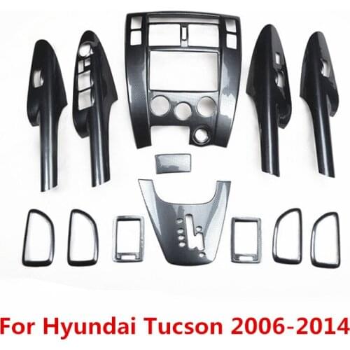 Carbon Fiber Printed Car Window Control Gear Panel Sticker Center Console Moulding Trim for Hyundai Tucson 2006- 2012 2013 2014