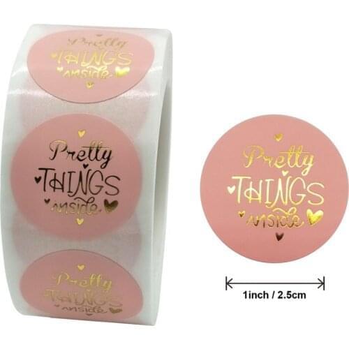 50pcs Pink Label Stickers Foil Thank You Stickers Taste Business Order Home Hand made Sticker Wedding Envelope Seals