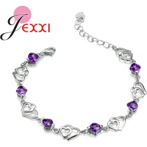 New Arrival Heart Shape 925 Sterling Silver Charm Cubic Zircon Bracelet/Bangles Women Jewelry Free Shipping