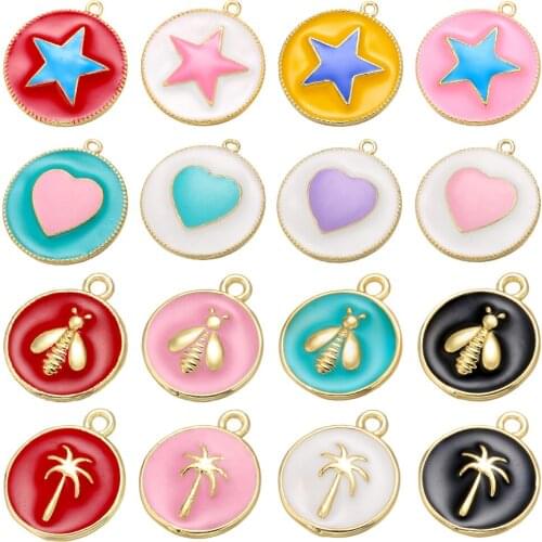 Enamel DIY Charms For Jewelry Making Star heart Bee Charms For Women Necklace Colorful Cute Charm Connectors Designer Pendant CZ