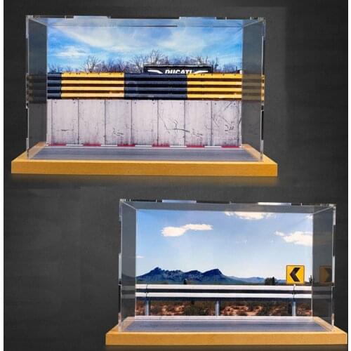 Dustproof Acrylic DIY 1/18 Motorcycle Model Display Case Parking Space Scene Underground Parking Lot Modified Garage Home Decor
