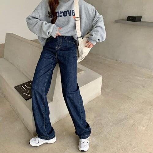Plus Size Denim Pants Women Korean Japanese High Waist Washed Jeans Spring Summer Casual Trousers Baggy Work Jean Women Vintage