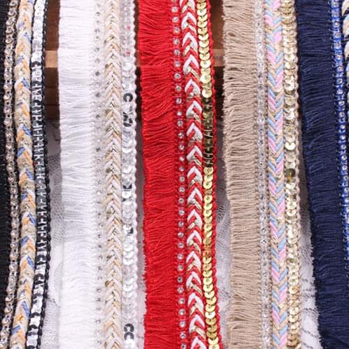 Sewing Cotton Silk Tassel Fringe Trim Thin Lace Ribbon Cord Braided Sequin Rhinestone Sewing Sheet Clothes Curtains Accessories