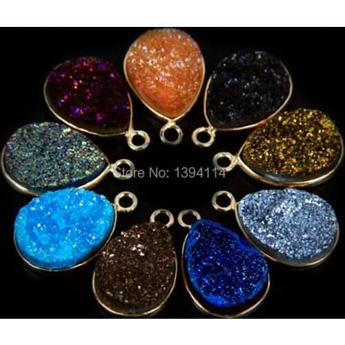 Mixed Color Crystal Cluster Drop Pendant With Copper Casing Of Cladding 24k Gold Approx 12*16 mm