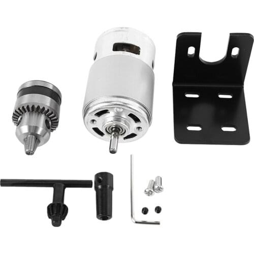 Dc 12-24V Lathe Press 775 Motor with Miniature Hand Drill Chuck and Mounting Bracket 775 Dc Motor 10000Rpm for Diy Assembly