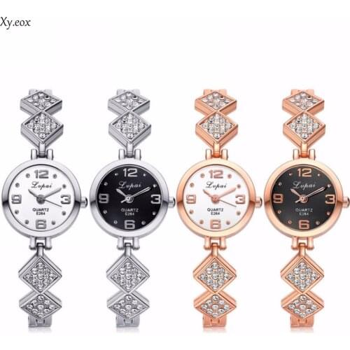 Womens Lady Stainless Steel Diamond Rhinestone Bracelet Quartz Wrist Watch
