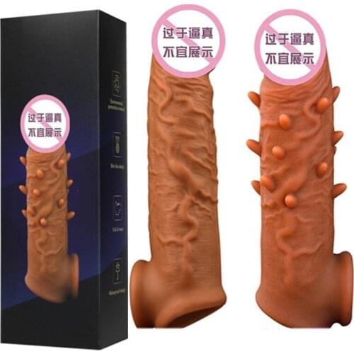 Men Liquid Silicone Penis Cover Realistic for Men Penis Sleeve for Male Extender Dildo Enhancer Enlargement Male Cock Sex Toys
