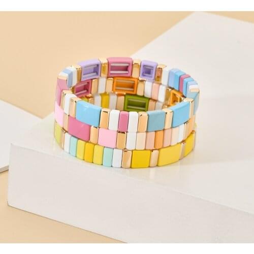ZMZY DIY New Color Enamel Tile Beaded Bracelets For Women Jewelry Bracelet Jewellery Bohemian Alloy Beaded Pulseras
