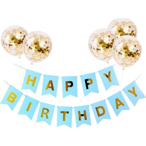 1set Boy Girl Kids Party Favors Happy Birthday Letter Baby Shower Birthday Party Decorations Banner Rose Gold Confetti Balloons