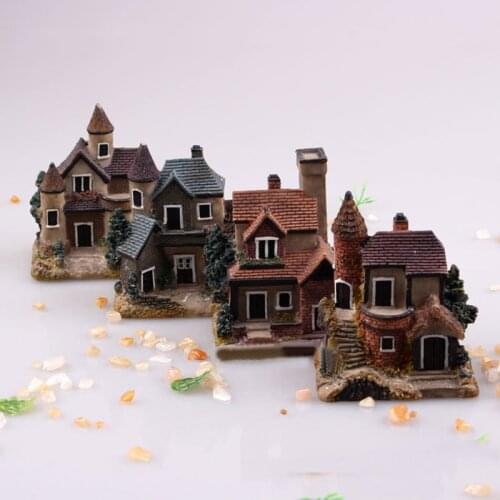 1PC Resin Mini Fairy Garden Miniature Thatched House Landscape Micro Decoration Ornament Random Style
