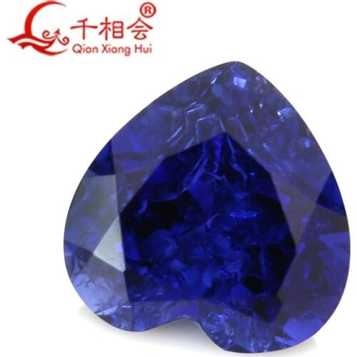 15x15mm heart shape artificial sapphir e blue color natura l cut including minor cracks and inclusions corundum loose gem stone