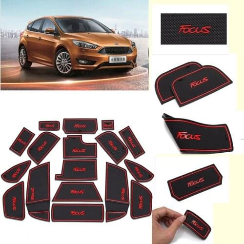 3D Rubber Mat Door Slot Pad Cup Cushion Groove Mat Lnterior Anti Slip Mat For Ford 2015-2017 Focus Car Accessories Styling