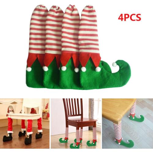 4PCS Christmas chair table leg foot socks socks cloth to prevent scratching protection chair leg floor foot cover Christmas part
