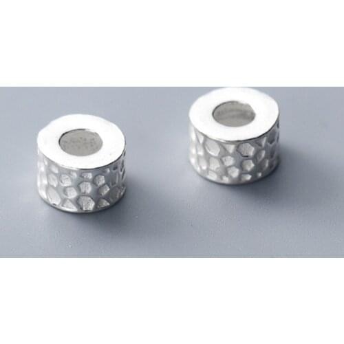 925 Sterling Silver Handmade Big Hole Spacer Beads 13mm Geometry Fluted Craft Charm Silver Beads Findings DIY Jewelry Making